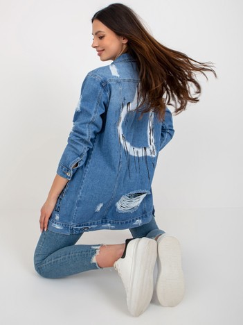 Blue denim jacket with print on the back