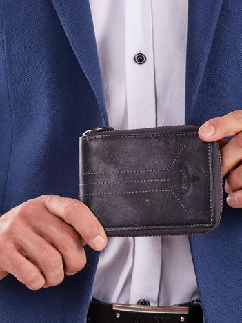 Ciemnoniebieski męski portfel na suwak