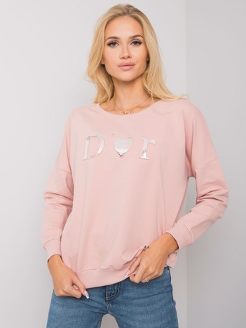 Dirty pink sweatshirt for women without hood Alodia