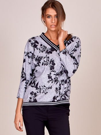 Grey floral blouse with welts