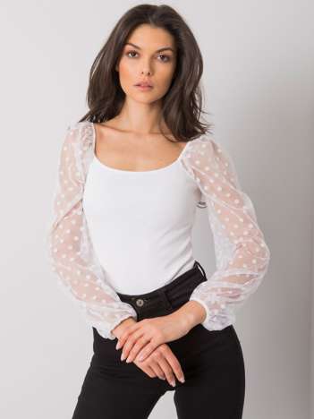 White blouse with decorative sleeves Charm RUE PARIS