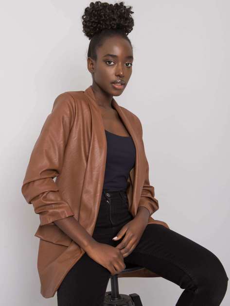 Brown jacket made of eco leather by Shane