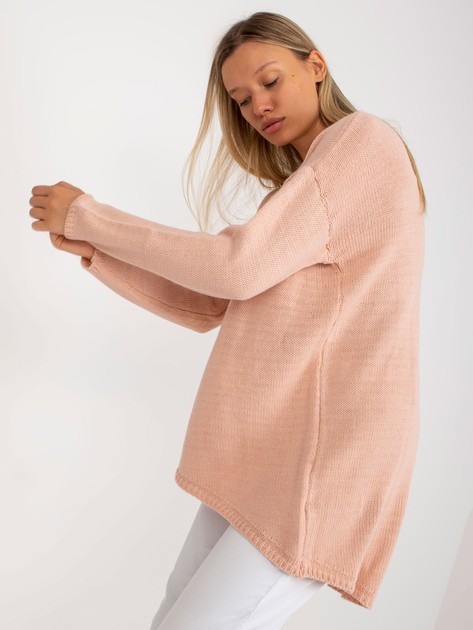 Dirty pink oversize sweater with asymmetrical cut OCH BELLA 