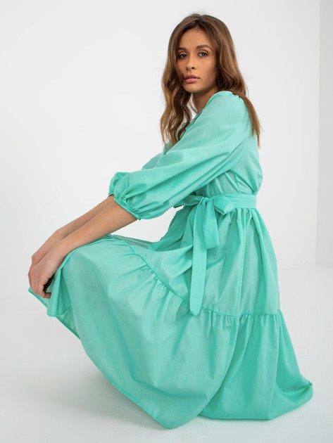 Mint shirt dress with frill and collar