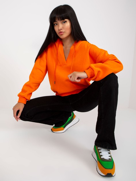 Orange sweatshirt basic V-neck 