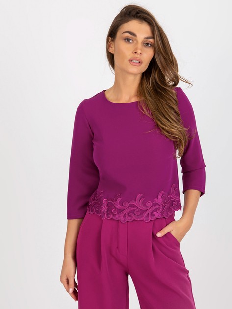 Purple Elegant Formal Blouse with Lace