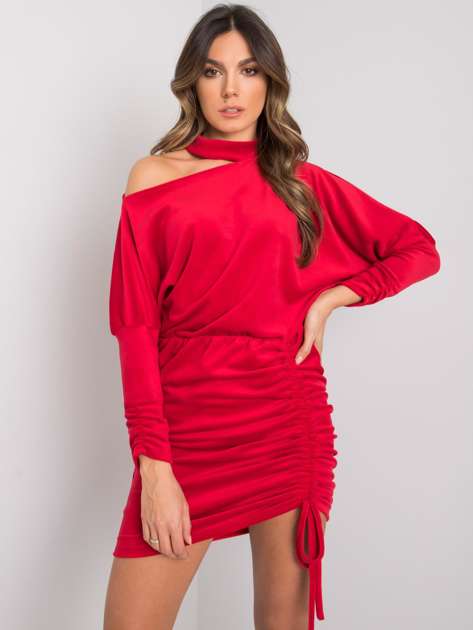 Red velour dress with welt Almirante RUE PARIS