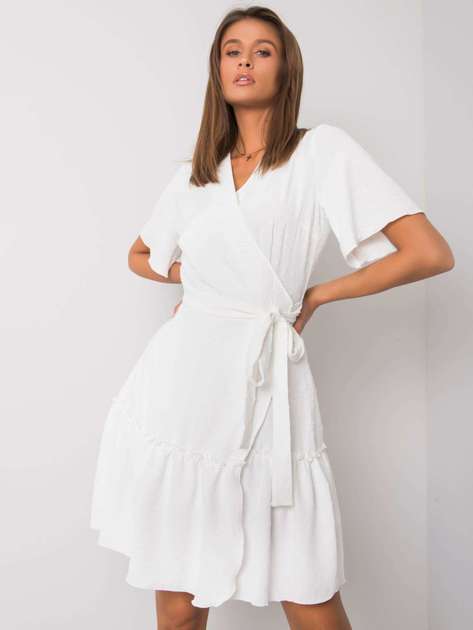 White dress with flounce Lachelle
