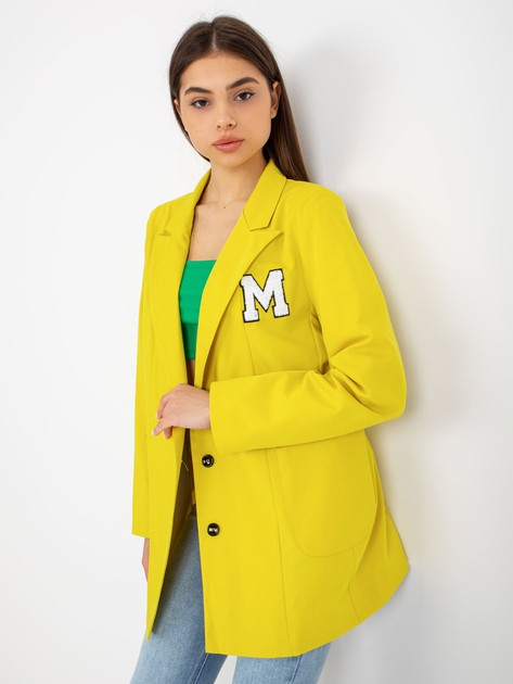 Yellow loose jacket with pockets